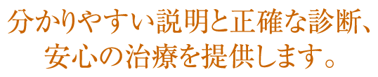 分かりやすい説明と正確な診断、安心の治療を提供します。